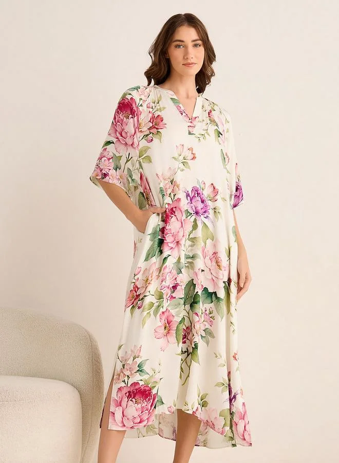 Splash FAV Midi Floral Print Kaftan Night Dress Modal